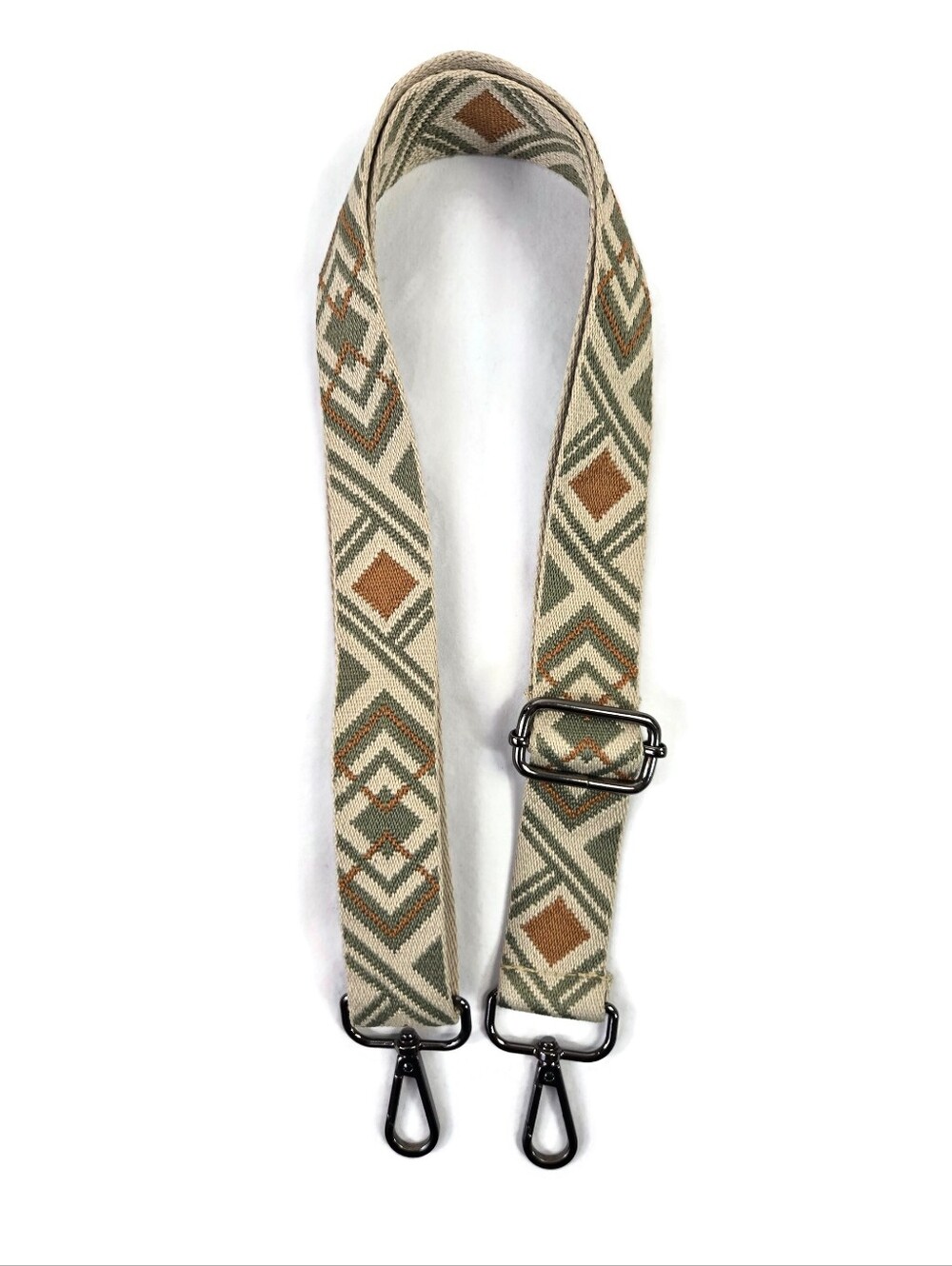 Boho Sage Green Rust Geometric Woven Replacement Adjustable Purse Strap NWOT